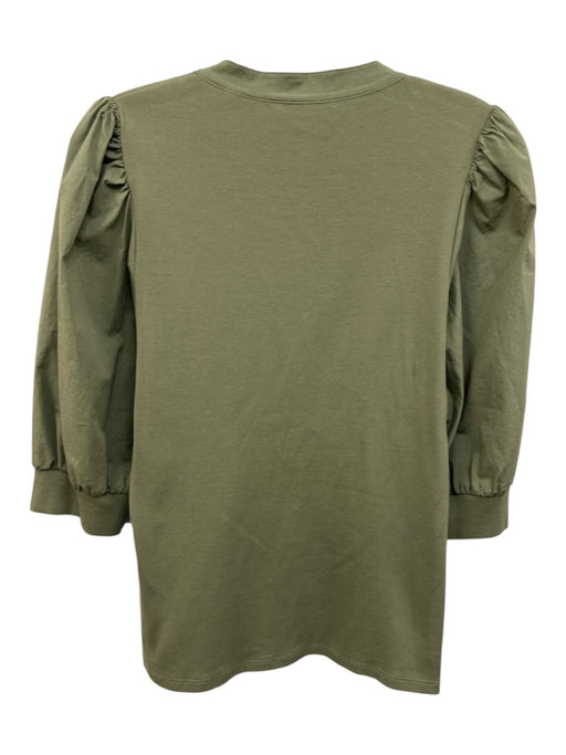 Veronica Beard Size Medium Sage green Cotton Blend Half Puff Sleeve Ribbed Top Sage green / Medium