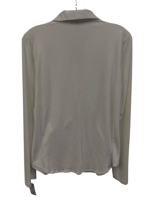 Jason Wu Size Small White Cotton Blend Long Sleeve Button Front Mixed Fabric Top White / Small