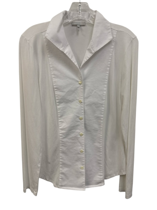 Jason Wu Size Small White Cotton Blend Long Sleeve Button Front Mixed Fabric Top White / Small