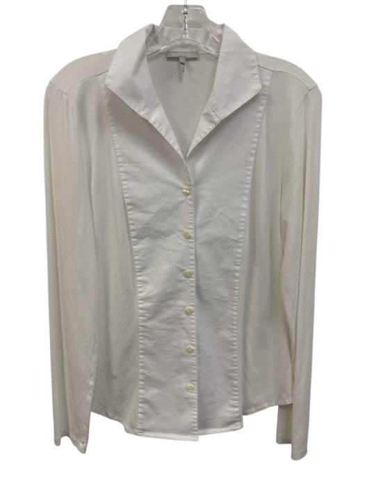 Jason Wu Size Small White Cotton Blend Long Sleeve Button Front Mixed Fabric Top White / Small