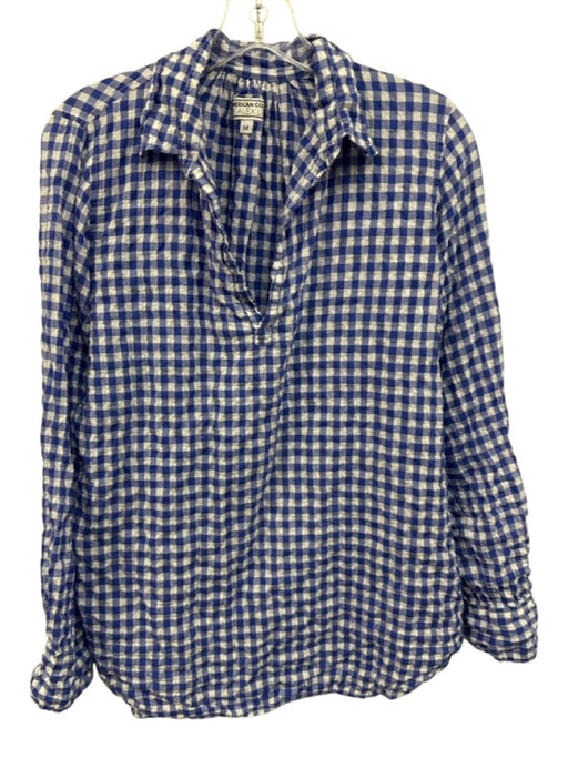 American Colors by Alex Lehr Size Medium Blue & White Cotton Blend Gingham Top Blue & White / Medium