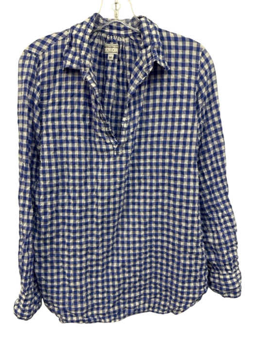 American Colors by Alex Lehr Size Medium Blue & White Cotton Blend Gingham Top Blue & White / Medium