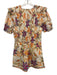 Caballero Size XS Orange, Pink, Green Tencel Blend Short Sleeve Floral Romper Orange, Pink, Green / XS