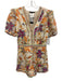 Caballero Size XS Orange, Pink, Green Tencel Blend Short Sleeve Floral Romper Orange, Pink, Green / XS