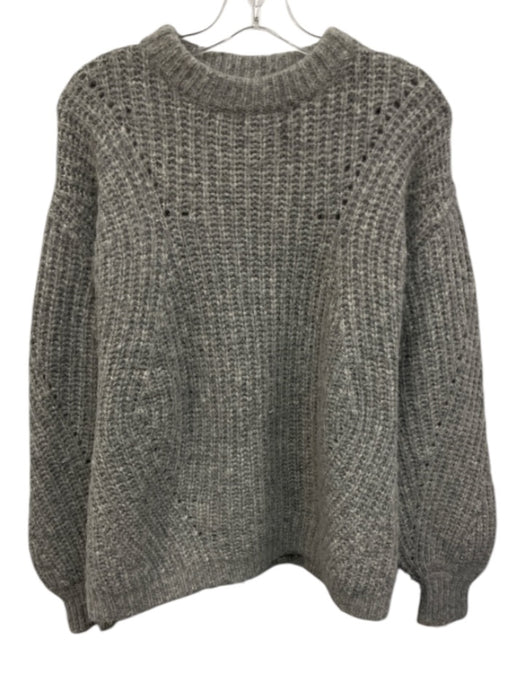 Anine Bing Size S Light Gray Alpaca Blend Ribbed Knit Heathered Pullover Sweater Light Gray / S