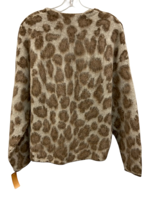 Rag & Bone Size S Cream White & Brown Alpaca Blend Knit Animal Print Sweater Cream White & Brown / S