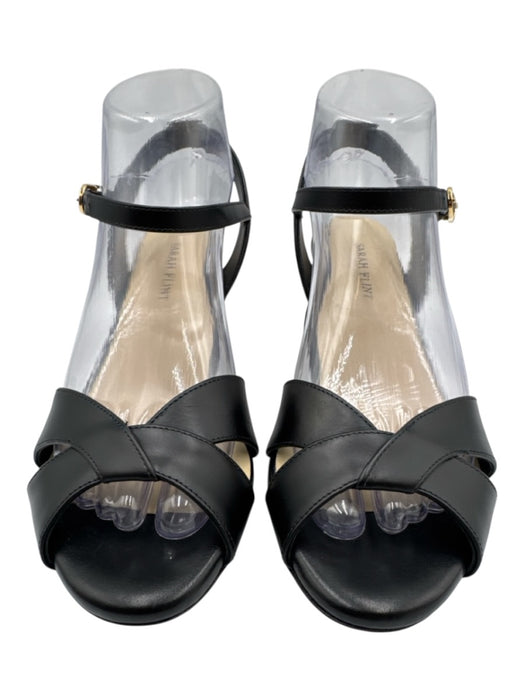 Sarah Flint Shoe Size 37.5 Black Leather open toe Strap Sandal Heel Shoes Black / 37.5