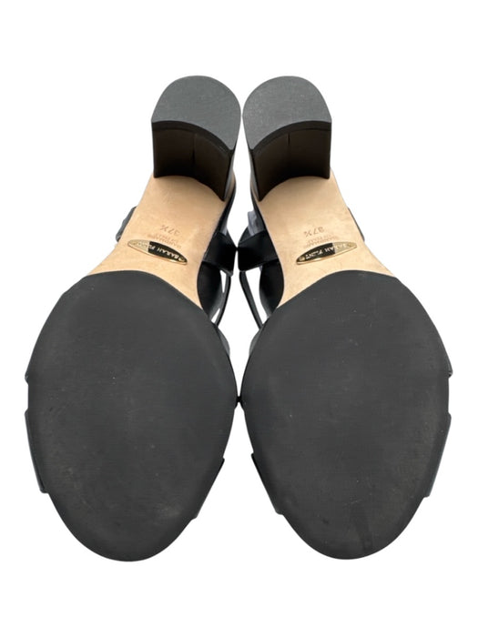 Sarah Flint Shoe Size 37.5 Black Leather open toe Strap Sandal Heel Shoes Black / 37.5