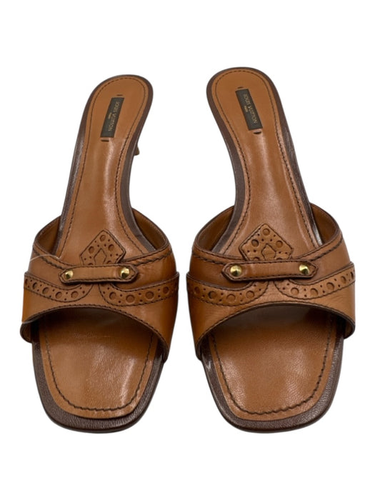 Louis Vuitton Shoe Size 41 Brown Leather Upper Mule Wingtip Detail Slide Sandals Brown / 41