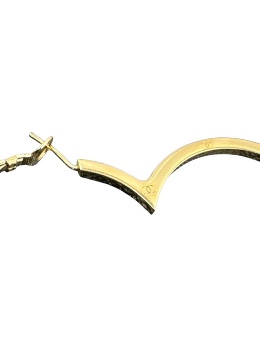 Chanel Gold Metal Heart Hoops Vintage Earrings Gold