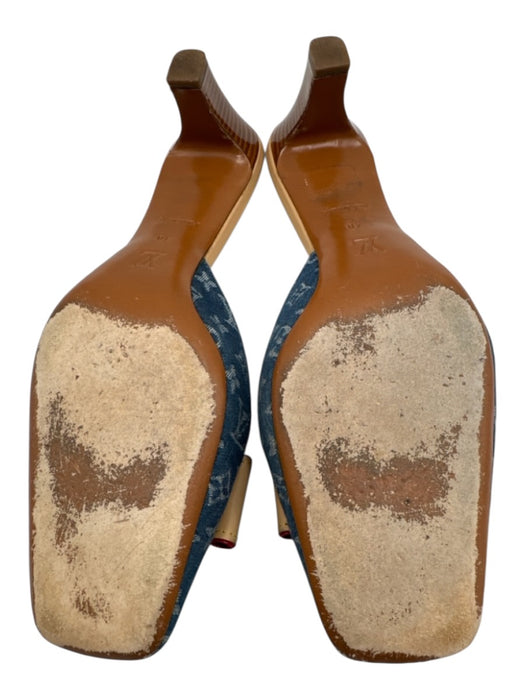 Louis Vuitton Shoe Size 40 Blue & Beige textile upper Monogram Denim Mules Blue & Beige / 40