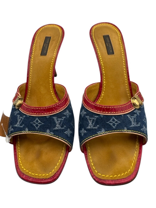 Louis Vuitton Shoe Size 41 Blue, Red & Tan textile upper Monogram Denim Sandals Blue, Red & Tan / 41