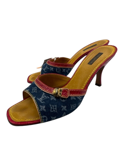 Louis Vuitton Shoe Size 41 Blue, Red & Tan textile upper Monogram Denim Sandals Blue, Red & Tan / 41