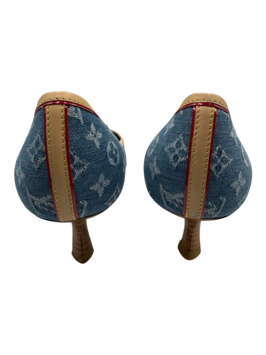 Louis Vuitton Shoe Size 40 Blue, Beige & Red textile upper Monogram Denim Pumps Blue, Beige & Red / 40