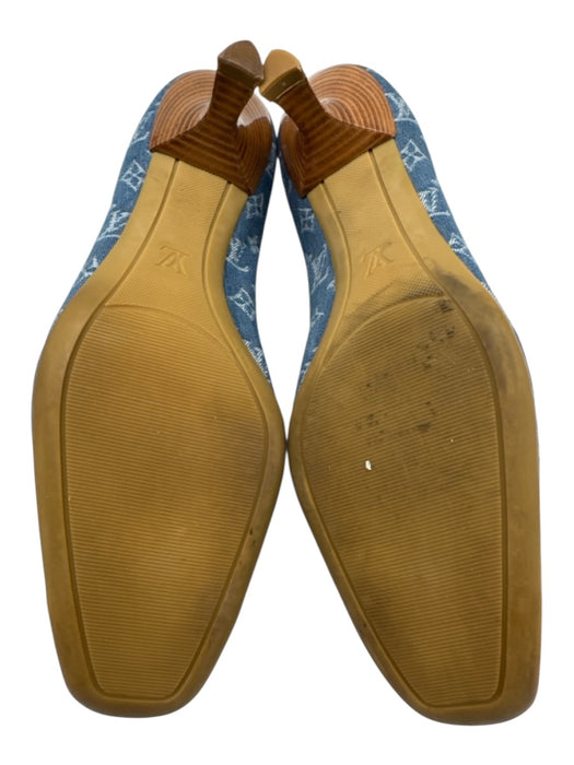 Louis Vuitton Shoe Size 40 Blue, Beige & Red textile upper Monogram Denim Pumps Blue, Beige & Red / 40