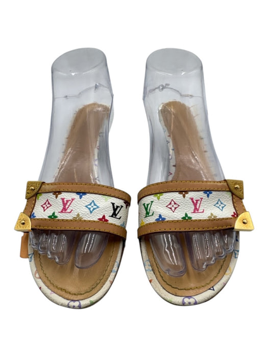 Louis Vuitton Shoe Size 40 White, Beige & Multi Coated Canvas & Leather Sandals White, Beige & Multi / 40