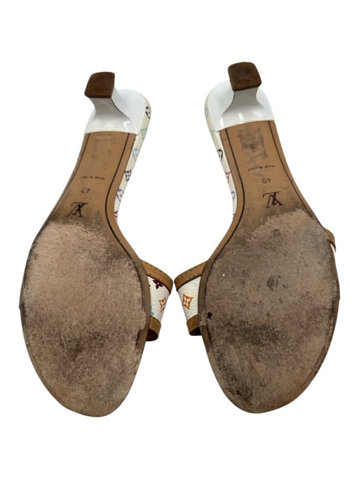 Louis Vuitton Shoe Size 40 White, Beige & Multi Coated Canvas & Leather Sandals White, Beige & Multi / 40