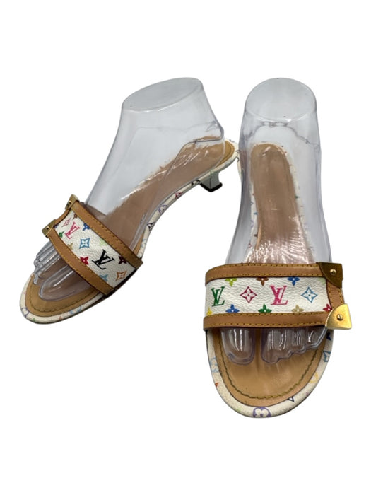 Louis Vuitton Shoe Size 40 White, Beige & Multi Coated Canvas & Leather Sandals White, Beige & Multi / 40