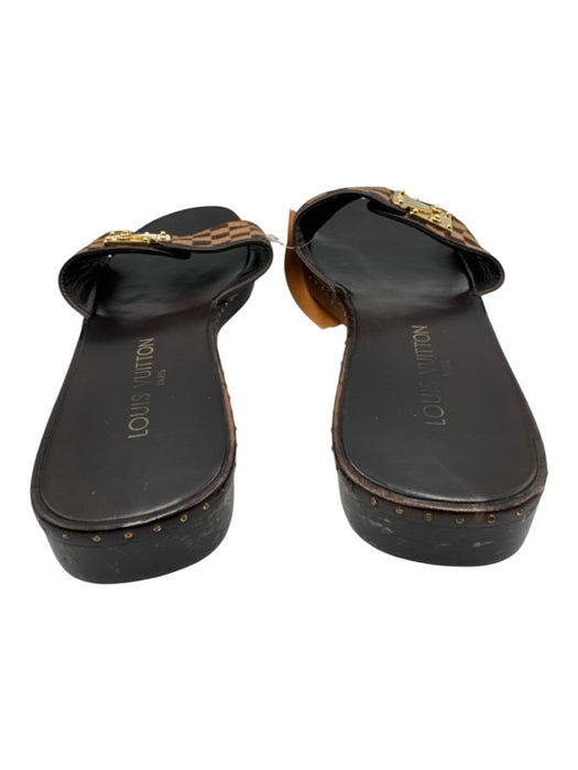 Louis Vuitton Shoe Size 40 Brown & Gold Tone Leather Upper Pony Hair Sandals Brown & Gold Tone / 40