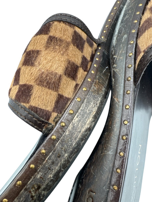Louis Vuitton Shoe Size 40 Brown & Gold Tone Leather Upper Pony Hair Sandals Brown & Gold Tone / 40