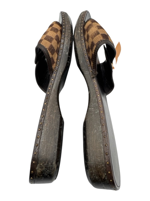 Louis Vuitton Shoe Size 40 Brown & Gold Tone Leather Upper Pony Hair Sandals Brown & Gold Tone / 40