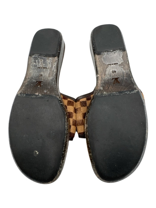 Louis Vuitton Shoe Size 40 Brown & Gold Tone Leather Upper Pony Hair Sandals Brown & Gold Tone / 40