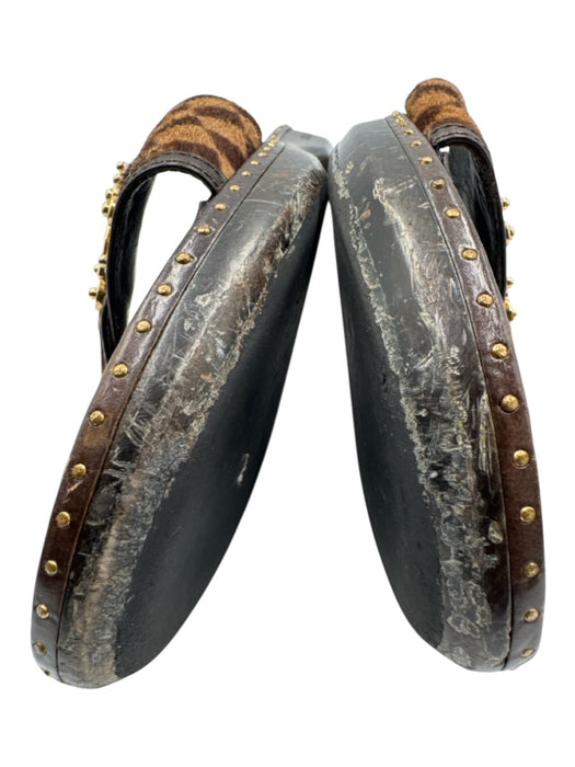 Louis Vuitton Shoe Size 40 Brown & Gold Tone Leather Upper Pony Hair Sandals Brown & Gold Tone / 40