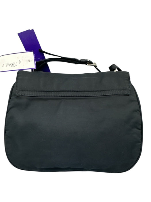 Prada Navy Blue Nylon Silver Hardware Triangle Logo Double Buckle flap Bag Navy Blue / Small