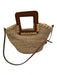Staud Brown & Beige Raffia Top Handle Woven Tote Magnetic Clasp Bag Brown & Beige / Mini