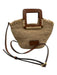 Staud Brown & Beige Raffia Top Handle Woven Tote Magnetic Clasp Bag Brown & Beige / Mini