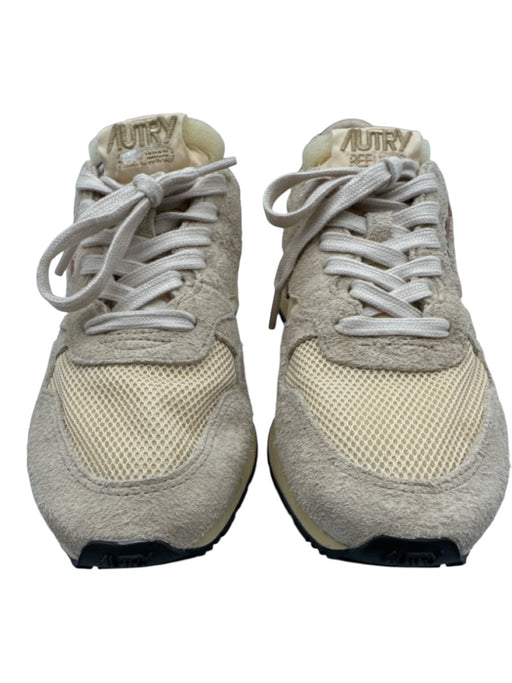 Autry Shoe Size 37 Gray & Cream Leather Upper Lace Up Fabric Block Sneakers Gray & Cream / 37