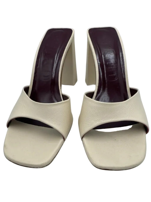 Staud Shoe Size 36.5 Cream & Burgundy Leather Square Toe Open Toe Mule Pumps Cream & Burgundy / 36.5