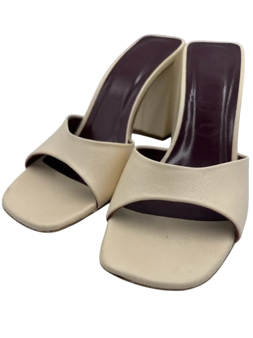 Staud Shoe Size 36.5 Cream & Burgundy Leather Square Toe Open Toe Mule Pumps Cream & Burgundy / 36.5