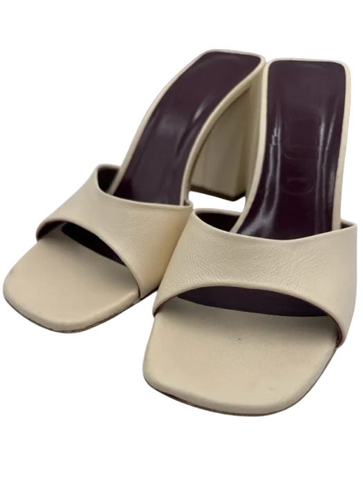 Staud Shoe Size 36.5 Cream & Burgundy Leather Square Toe Open Toe Mule Pumps Cream & Burgundy / 36.5