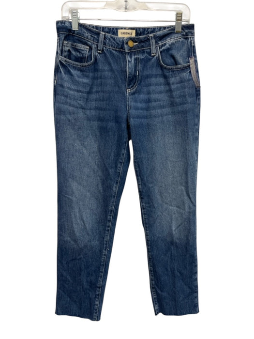 L'agence Size 26 Medium Wash Cotton Denim Mid Rise Whiskering Tapered Jeans Medium Wash / 26