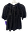 Ulla Johnson Size 2 Black Wool Short Sleeve Ruched Raw Hem Sheer Top Black / 2