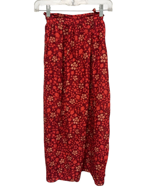 Ulla Johnson Size Small red & cream Cotton Blend Gathered Abstract Print Skirt red & cream / Small