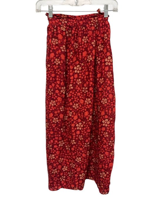 Ulla Johnson Size Small red & cream Cotton Blend Gathered Abstract Print Skirt red & cream / Small