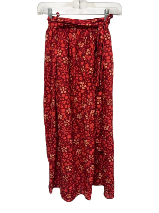Ulla Johnson Size Small red & cream Cotton Blend Gathered Abstract Print Skirt red & cream / Small