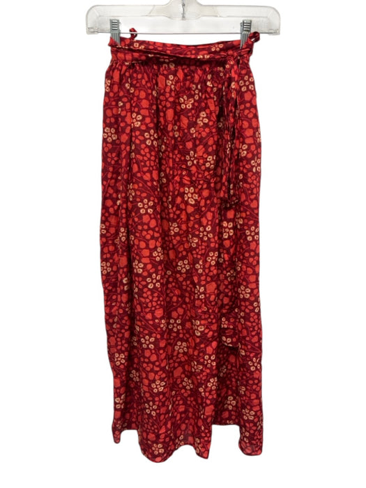 Ulla Johnson Size Small red & cream Cotton Blend Gathered Abstract Print Skirt red & cream / Small