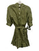 Veronica Beard Size 2 Olive Green Linen Short Puff Sleeve Quarter Button Dress Olive Green / 2