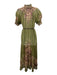 Zimmermann Size 2 Green, Pink, Brown Short Puff Sleeve Floral Shirred Maxi Dress Green, Pink, Brown / 2