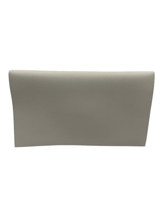 Saint Laurent White & Gold Caviar Leather Flap Logo Envelope Clutch Bag White & Gold / Mini