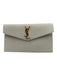 Saint Laurent White & Gold Caviar Leather Flap Logo Envelope Clutch Bag White & Gold / Mini