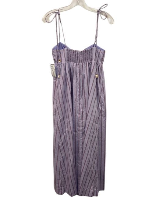 Line & Dot Size XS Purple & Red Cotton Spaghetti Strap Tie Shoulder Dress Purple & Red / XS