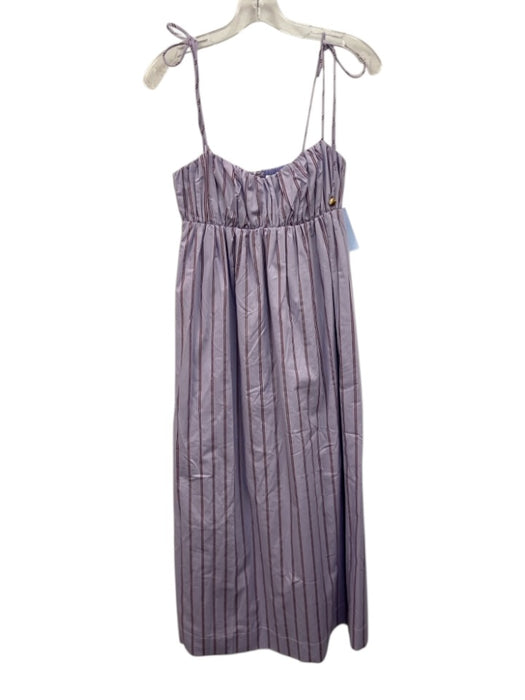 Line & Dot Size XS Purple & Red Cotton Spaghetti Strap Tie Shoulder Dress Purple & Red / XS