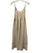 Jenni Kayne Size XS Beige Linen & Cotton Sleeveless Midi V Neck Pleats Dress Beige / XS