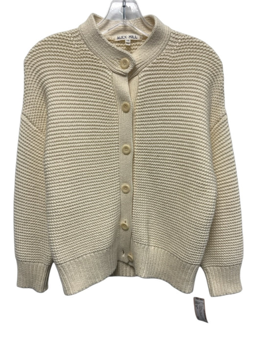 Alex Mill Size XS Cream White Cotton Long Sleeve Knit Cardigan Crop Sweater Cream White / XS
