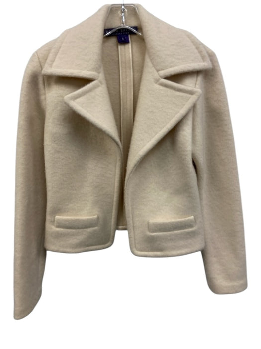Ralph Lauren Collection Size 6 White Cashmere Long Sleeve Open Collar Jacket White / 6
