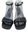 Vince Shoe Size 7 Black Leather Upper Ankle Buckle Square Toe Toe strap Sandals Black / 7
